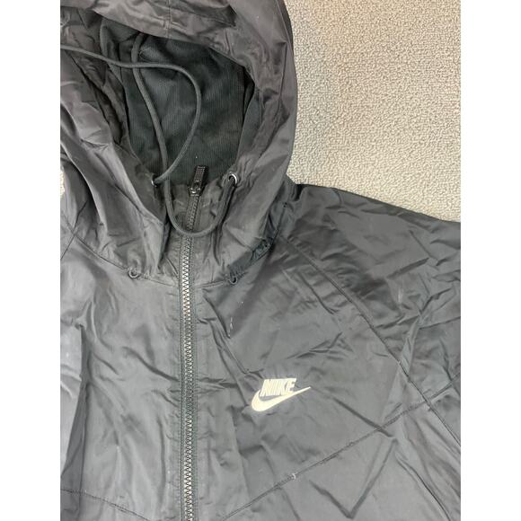 Nike Men's Small Sportswear Windbreaker Jacket All Black Nylon Shell - Picture 10 of 11
